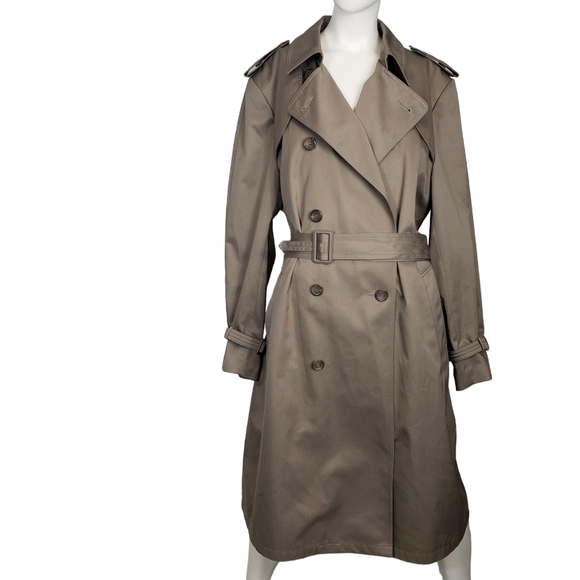 Beige Double Breasted Trench Coat 42 - Picture 2 of 14